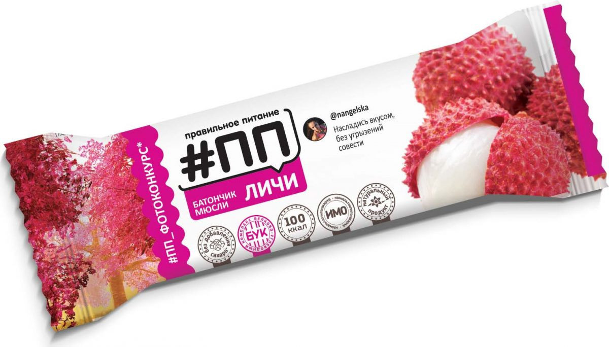 Батончик-мюсли в йогуртовой глазури со вкусом личи