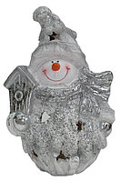 Садовая статуэтка снеговик со скворечником Н-20см L-16см
