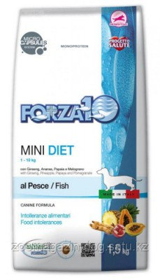 Forza10 MINI ADULT DIET Pesce диетический корм для собак мелких пород с рыбой, 1.5кг.