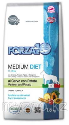 Forzа10 Medium Diet cerpat, Форца10 диетический корм из оленины и картофеля для собак средних пород, уп. 12кг