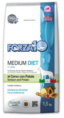 Forza10 MEDIUM ADULT DIET Cervo&Patate диетический корм для собак средних пород оленина и картофель,12кг - фото 1 - id-p70085603