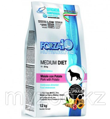 Forza10 Medium Diet al Maiale con Patate, Форца10 монобелковый гипоаллергенный корм из кабана 12 кг