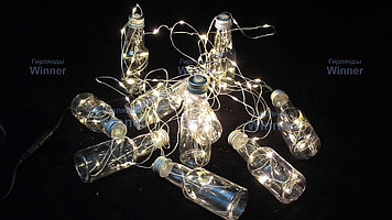 Гирлянды светодиодные, новогодние, уличные струна, нить, twinkle light. 2.5 м. мигающая "Бутылочка"