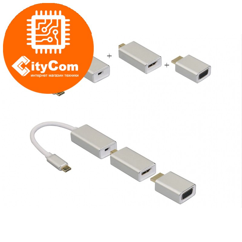 Адаптер (переходник) USB type-C To Mini Displayport to VGA to HDMI cascade Adapter. Конвертер. Арт.5703 - фото 1 - id-p66263361