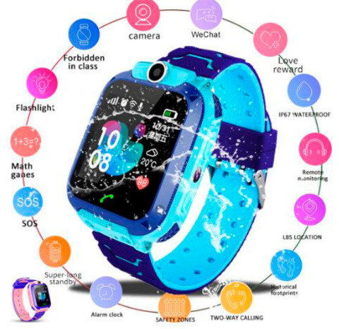 Умные часы детские водонепроницаемые с трекером, камерой и сенсорным экраном Smart Watch Q528 (Голубой) - фото 3 - id-p70147219