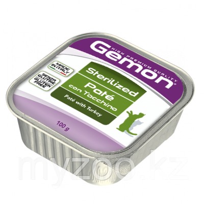 Gemon Cat Sterilized, паштет для стерилизованных кошек с индейкой, ламистер 100гр.