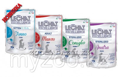 LeChat Fresh Excellence кусочки с уткой Консервированный итальянский корм для кошек LeChat, обязательно приде