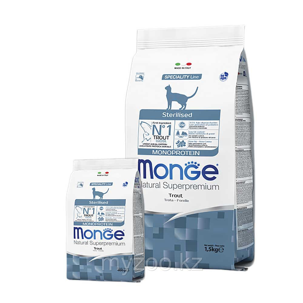 MONGE CAT STERILI. TROUT \СУХОЙ МОНОПРОТЕИНОВЫЙ КОРМ ДЛЯ СТЕРИЛИЗОВАННЫХ КОШЕ