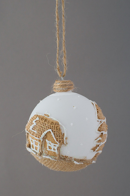 Новогодняя елочная игрушка шар "Зимний дом" - фото 2 - id-p70154715