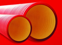 Двустенная труба ПНД жесткая для кабельной канализации д.160мм, SN6, 6м, цвет красный