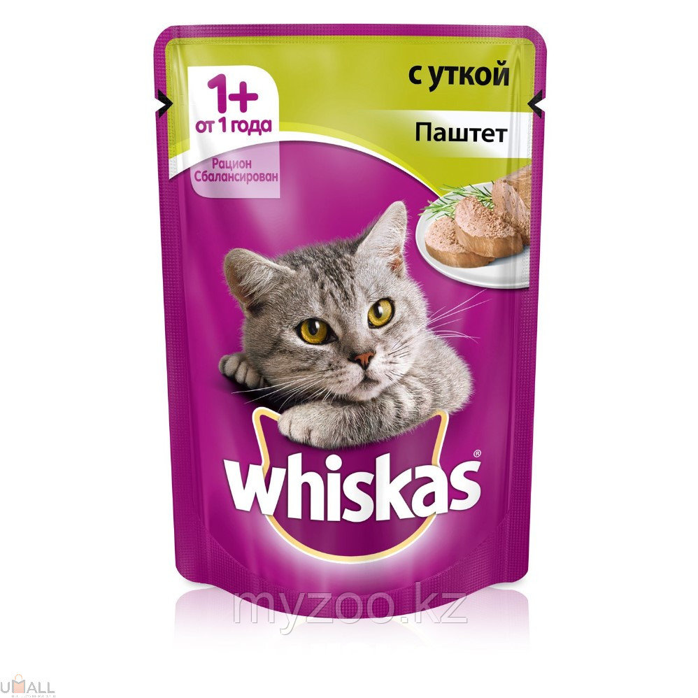 Вискас паштет с уткой 1*75 гр |Влажный корм Whiskas для кошек|