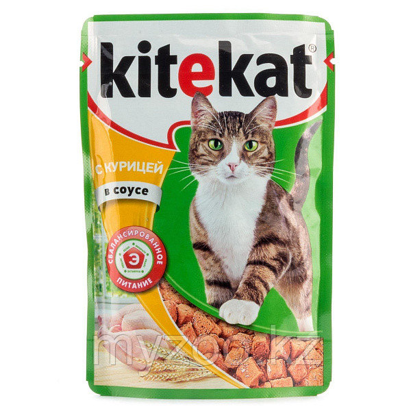 Влажный корм для взрослых кошек Китекат пауч курица в соусе 1*85 гр