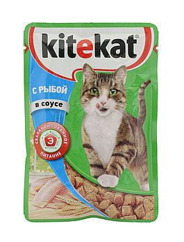 Kitekat для взрослых кошек пауч рыба в соусе, 1*85 гр