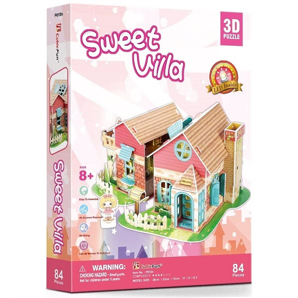 CubicFun 3D пазл для детей "Уютная вилла", с подсветкой