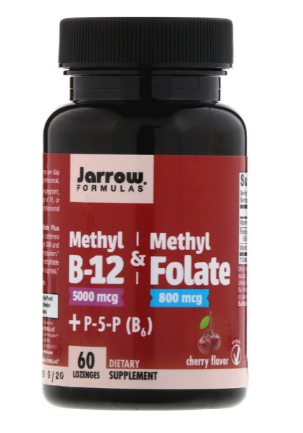 Jarrow Formulas, Метил B12 и Метилфолат, Вкус Вишни, 60 леденцов