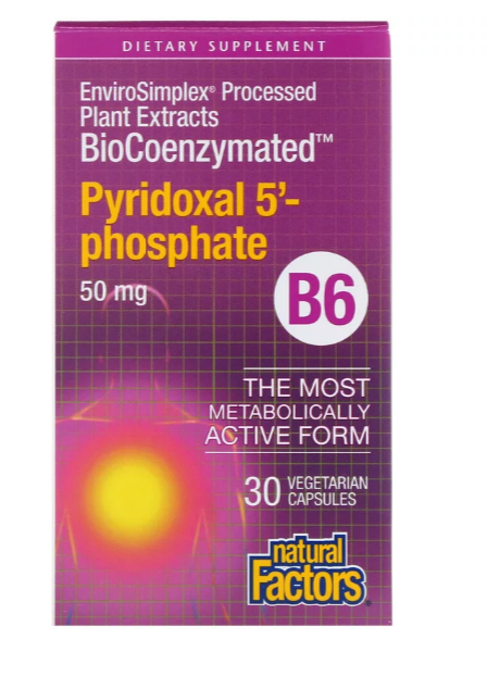 Natural Factors, BioCoenzymated, B6, пиридоксал-5-фосфат, 50 мг, 30 вегетарианских капсул - фото 1 - id-p70215437