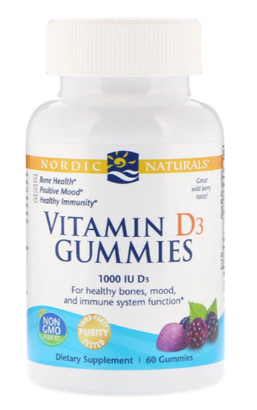 Nordic Naturals, Vitamin D3 Gummies, Wild Berry, 1,000 IU, 60 Gummies