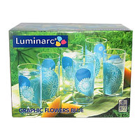 Набор стаканов Luminarc Graphic Flowers Blue D2266 SS-0083 Набор стаканов Luminarc Graphic Flowers Blue D2266