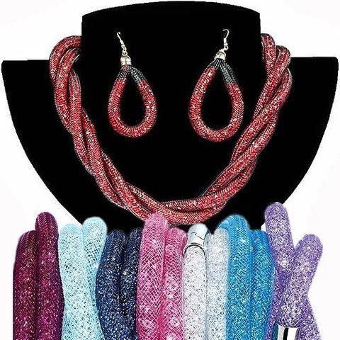 Комплект ожерелье плетенное и серьги «Звездная пыль» (Синий) - фото 2 - id-p70216886
