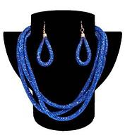 Комплект ожерелье тройное и серьги «Звездная пыль» (Синий)
