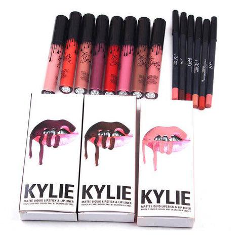 Жидкая матовая помада + карандаш KYLIE Lip Kit от Кайли Дженнер (Leo) - фото 3 - id-p70217606