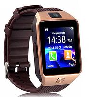 Умные часы [Smart Watch] с SIM-картой и камерой DZ09 (Золотистый с коричневым)