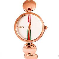 Часы наручные женские реплика GUCCI No.5412 (Розовое золото, белый циферблат)