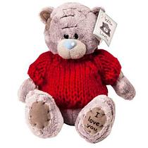 Мягкая игрушка медвежонок Teddy в красной кофточке «I love you»