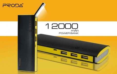 Аккумулятор портативный PRODA STAR TALK со встроенной лампой-фонариком [3 USB выхода; 12000mAh] (Белый) - фото 1 - id-p70218072