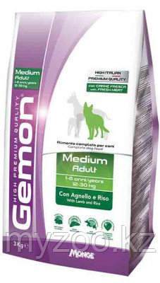 Gemon Dog Medium Adult, сухой корм для взрослых собак средних пород с ягнёнком и рисом, уп. 15кг.