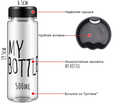 Бутылочка для воды My Bottle 500мл в мешочке (Голубой) - фото 4 - id-p70218290