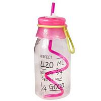 Бутылочка детская с трубочкой [420 мл] (Розовый)