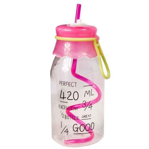 Бутылочка детская с трубочкой [420 мл] (Розовый) - фото 1 - id-p70218471