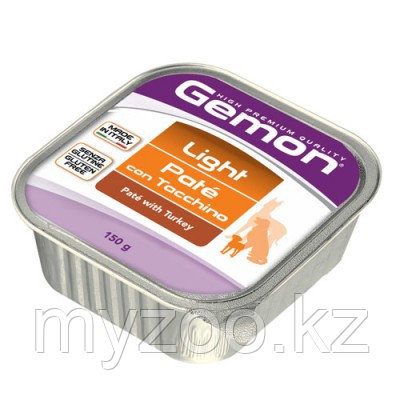 Gemon Dog High Premium Quality Pate Adult Light Turkey, облегченный корм для собак с индейкой, ламистер 150гр