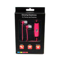 Наушники светящиеся вакуумные металлические Glowing Earphone (Розовый)