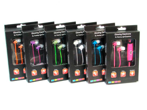 Наушники светящиеся вакуумные металлические Glowing Earphone (Розовый) - фото 3 - id-p70219174