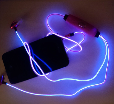 Наушники светящиеся вакуумные металлические Glowing Earphone (Розовый) - фото 4 - id-p70219174