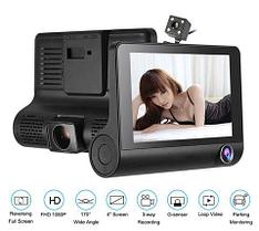 Видеорегистратор с тремя камерами VIDEO CAR DVR L-L319 [FullHD 1080P; дисплей 4”; угол обзора 170 градусов,