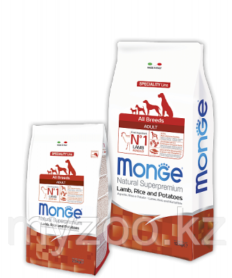 Monge Speciality Line All Breeds Adult Lamb, Монже сухой корм для собак с бараниной, рисом уп. 12 кг