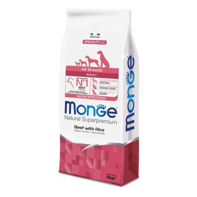Monge Speciality Line All Breed Adult Beef& Rice, Монже сухой корм для собак всех пород с телятиной 12кг