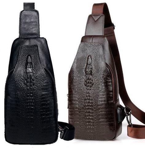 Мужская сумка-рюкзак через плечо Alligator (Черный) - фото 2 - id-p70219330