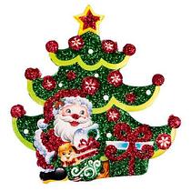 Комплект новогодних подвесок с глиттером «Праздник на пороге» [10 шт] (Дед Мороз и ёлка)