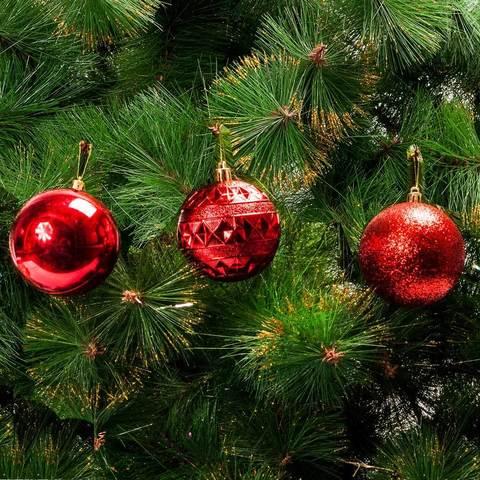 Набор елочных шаров MERRY CHRISTMAS в праздничной упаковке [12 шт] (Красный)