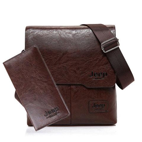 Набор мужской сумка + портмоне Jeep Buluo (Коричневый) - фото 1 - id-p70219597