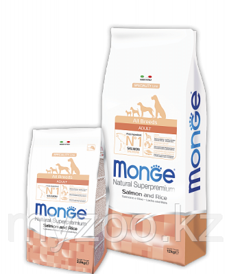 Monge Speciality Line All Breeds Adult Salmone, Монже сухой корм для собак с лососем и рисом, уп. 2,5кг.