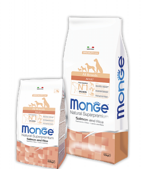 Monge ADULT Salmon&Rice для собак всех пород с лососем и рисом, 2.5кг.