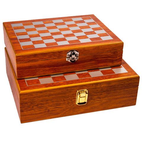Подарочный набор: шахматы, фляжка, рюмки «Великий комбинатор» в деревянном кейсе (под гравировку) - фото 3 - id-p70219858