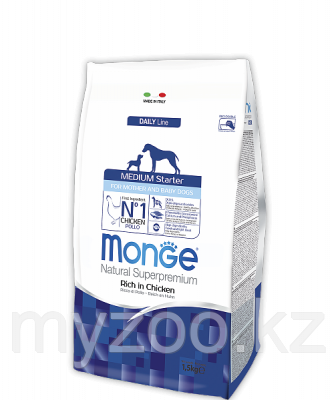 Monge Superpremium Starter Medium Dog, Монже сухой корм для щенков, беременных и кормящих собак, уп. 1,5кг.