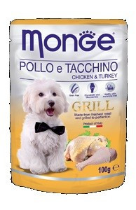 Monge Dog Grill, Монже влажный корм для собак с курицей и индейкой, пауч. 100гр.