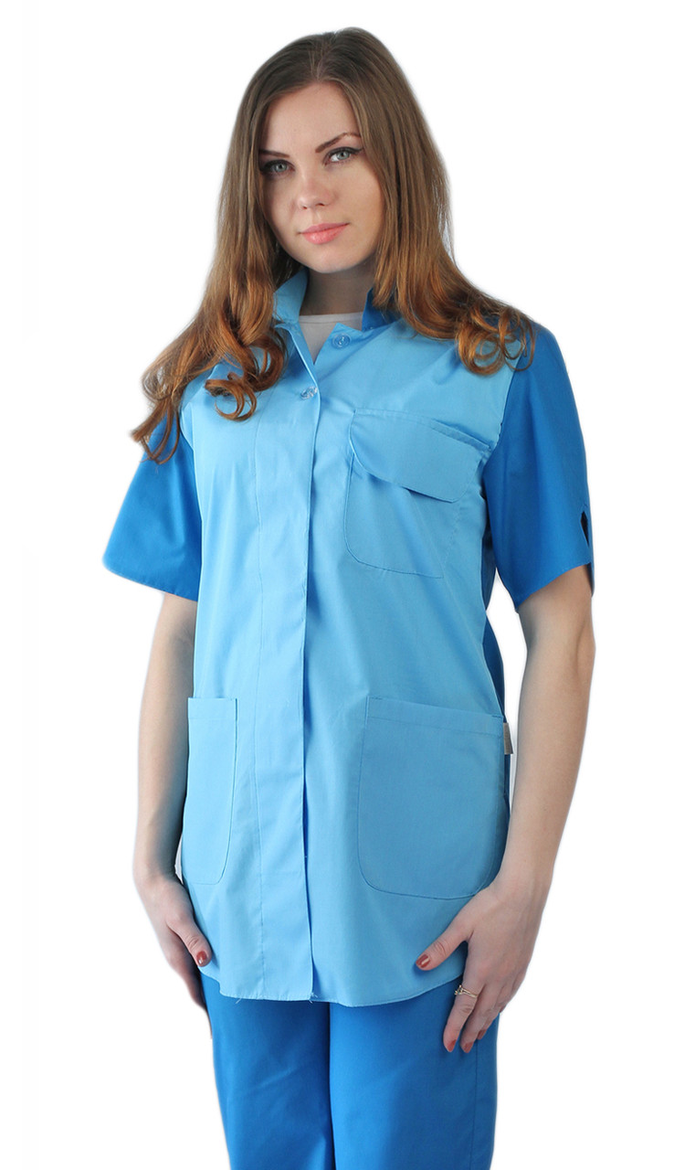 Костюм медицинский женский Октава голубой со светло-голубым - фото 1 - id-p70227466